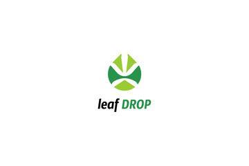 Fototapeta premium Leaf and drop templge logo design solution