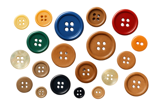 Assorted sewing buttons in a neat arrangement.