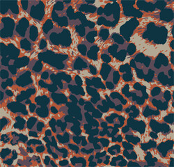 Leopard print. Vector seamless pattern. Animal skin background with black and brown spots on beige backdrop. Abstract exotic safari texture. Jaguar, leo, puma cheetah fur pattern. Repeat design