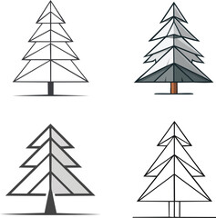 Geometric Pine Tree Vector Icon, Minimal Triangle Christmas Tree Illustration