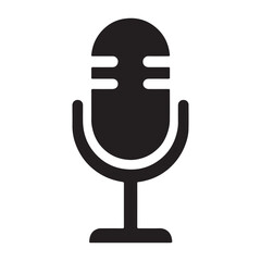 Vector art of black microphone icon for audio recording