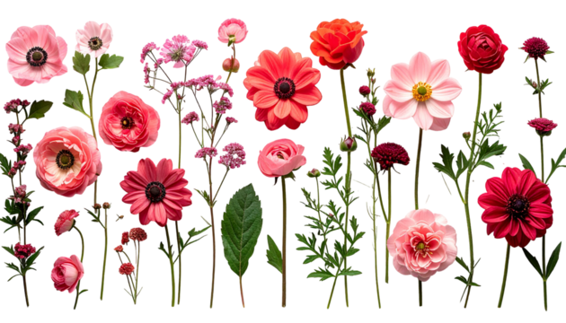 Vibrant floral arrangement in various shades of pink, orange, and red