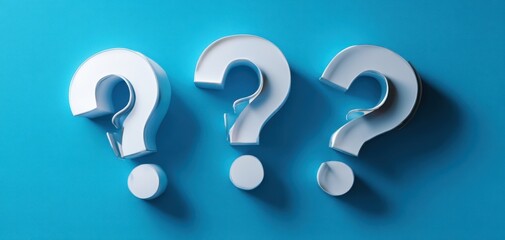 The question marks on a blue background representing curiosity confusion and problem solving concept