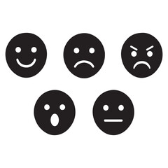 Fototapeta premium Vector art of black emoji icons expressing various emotions