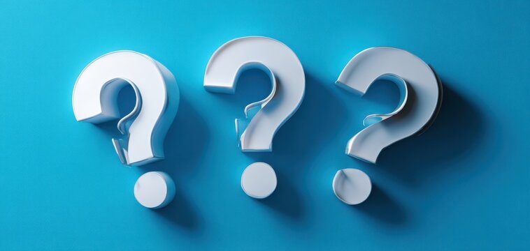 The question marks on a blue background representing curiosity confusion and problem solving concept