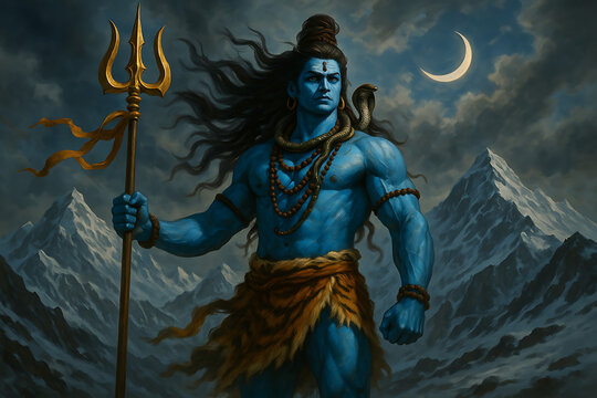 A powerful image of Mahadev Shiva holding a trishul while standing on mount kailash is ideal for illustrating the essence of Sawan Somvar