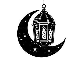 Lantern Hanging Eid Silhouette, Islamic Festival Celebration SVG, PNG