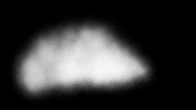 Horizontal spray effect with diffused edges and grainy texture. Alpha channel mask for video editing, compositing and artistic dissolves