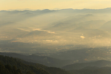 Scenic landscape of Doi Miang and Doi Thong viewpoint. The highest viewpoint in Pai District at Mae Hong Son Province, Thailand