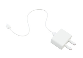 Supply electronics technology White adapter charge usb-c type for mobile phone battery power isolated on transparent background. 3d render illustration
