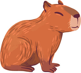 A cartoon capybara sits calmly with closed eyes
