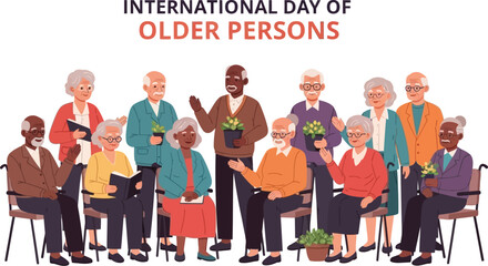 Diverse group celebrating international day of older persons together