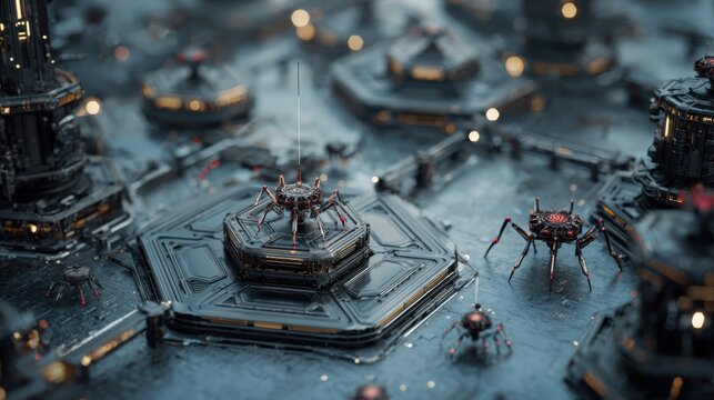 futuristic robotic spider city