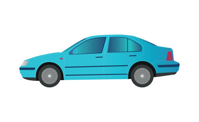Blue car sedan on white background - Vector illustration