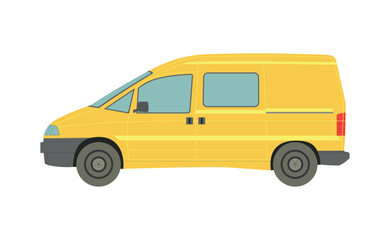 Big yellow minivan on white background - Vector illustration