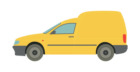 Yellow cargo minivan on a white background - Vector illustration