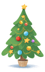 Christmas tree charcoal drawing isolated