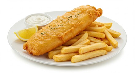 Classic Fish and Chips with Lemon and Tartar Sauce 1.
