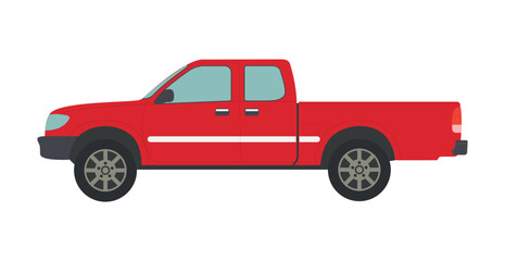 Big red pickup truck isolated on white background - Vector illustration