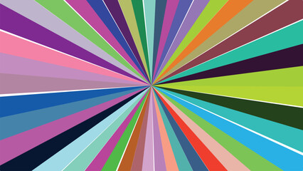 Colorful Abstract Background with Concentric Rays of Blue, Green, Purple, Pink and Orange Shades