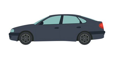 Dark modern sedan on a white background - Vector illustration