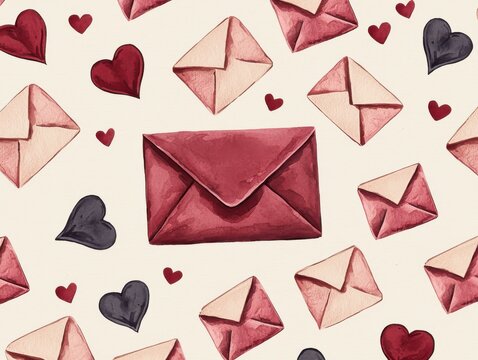 Colorful hand-drawn love letters and hearts for a romantic and heartfelt theme.