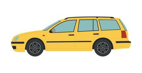 Fototapeta premium Yellow transport station wagon on a white background - Vector illustration