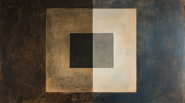 Abstract Composition in Earthy Tones: A Study of Nested Squares and Muted Colors