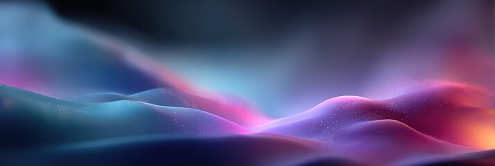 Fototapeta premium Vibrant abstract landscape with flowing waves of color blending in a cosmic setting at nighttime