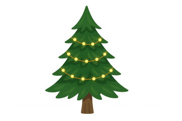 Fototapeta premium Christmas tree with glowing string lights, ready for holiday season, celebrating winter festive decor
