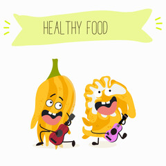 Buddha's hand fruit funny characters, hand drawn vector illustration.