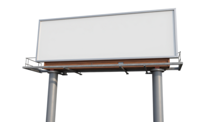 Empty billboard structure with blank canvas for advertising, featuring sturdy design and two supporting poles