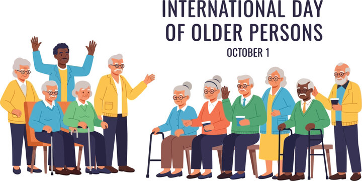 Group of diverse seniors celebrating international day of older persons