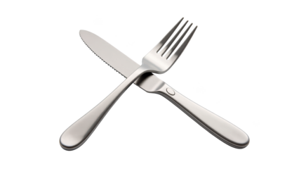 Cutlery set featuring knife and fork, designed with sleek stainless steel finish, perfect for dining and culinary presentations