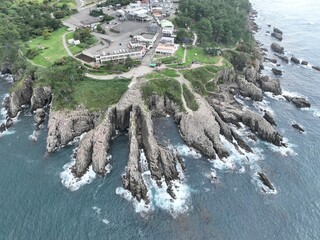福井県 東尋坊から見る絶景の景色 ドローン空撮