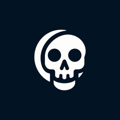 Grim Reaper Silhouette Spooky Minimalist Skull Graphic