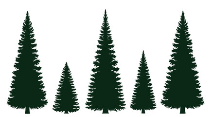 Obraz premium handmade douglas fir tree silhouettes vector illustration set 