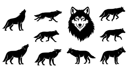 Obraz premium wolf silhouette icons animal clipart i