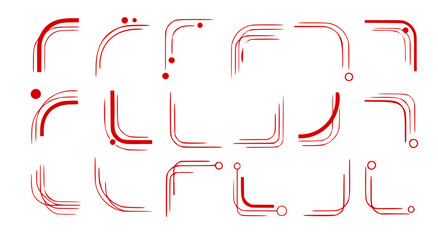 sleek minimalistic corner vector set,  abstract curves lines circles simple modern frame accents 