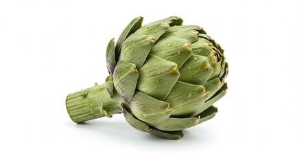 Obraz premium Fresh Green Artichoke Vegetable Isolated on White Background.
