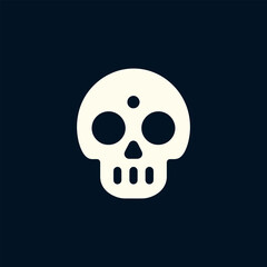Minimalist Skull Icon Design on Dark Background