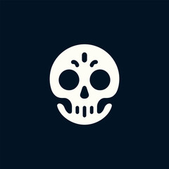 Playful Sugar Skull Icon on Dark Background