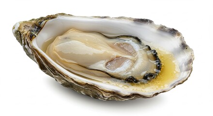 Fresh Raw Oyster on White Background Delicacy Seafood.