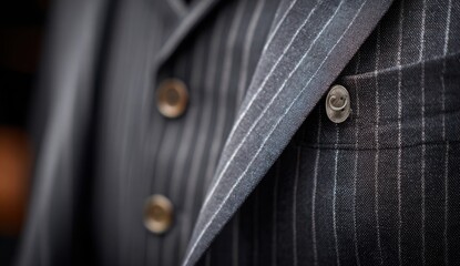 Close-up of a pinstriped suit jacket (2)