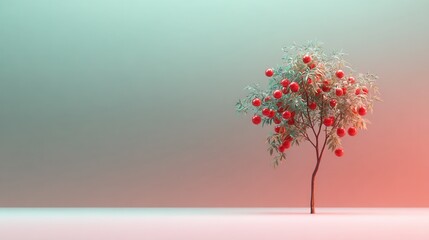Obraz premium Vibrant jujube tree loaded with shiny red fruits in a minimalistic setting nature photography serenity and beauty