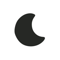 Black crescent moon silhouette against white background. Simple and clean design perfect for various uses. Vector illustration for digital and print applications.

