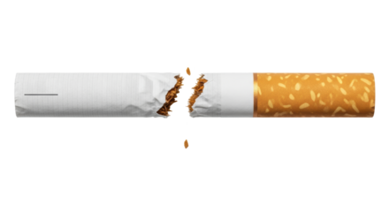 Isolated broken cigarette, quit smoking concept, stop addiction, nicotine addiction, quitting