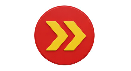 Isolated right chevron round button. Forward or fast-forward glossy vector design symbol