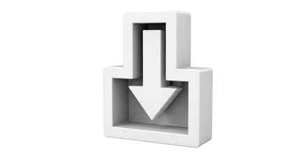 Isolated object download arrow, direction indicator, shape pointing down to signify reception