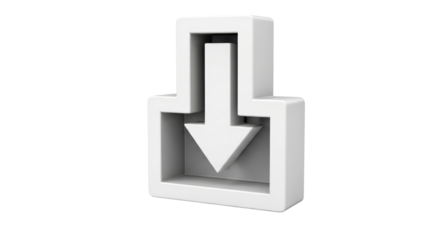Isolated object download arrow, direction indicator, shape pointing down to signify reception